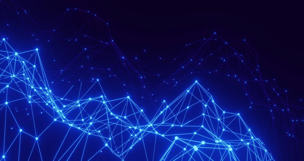 Abstract blue network of connected points representing artificial intelligence